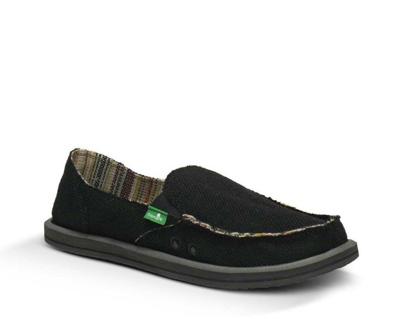 Női Sidewalk Surfers - Sanuk Donna Hemp - Sanuk Fekete Cipő SYABCT158